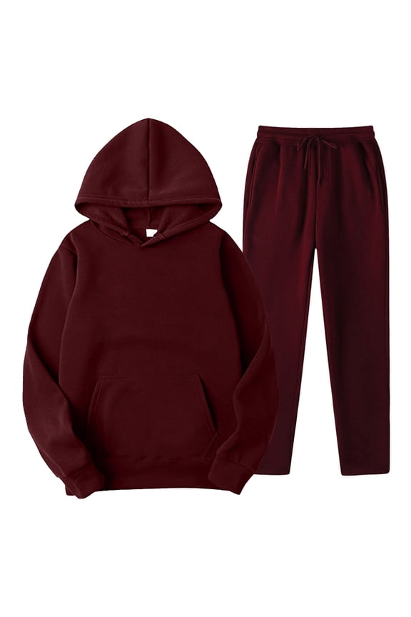 Mens Track Suit 2 Piece Set Autumn Winter Casual Outfits Hoodies Hoody Sweatshirt Drawstring Pants Walking Sets,
