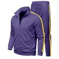 thumbnail image 1 of ibiyuan Mens Track Suit Matching Outfits Casual Hooded Athletic Tracksuit Regular Fit Jacquard Jogging Suit Set Matching Sets,Purple, 1 of 2