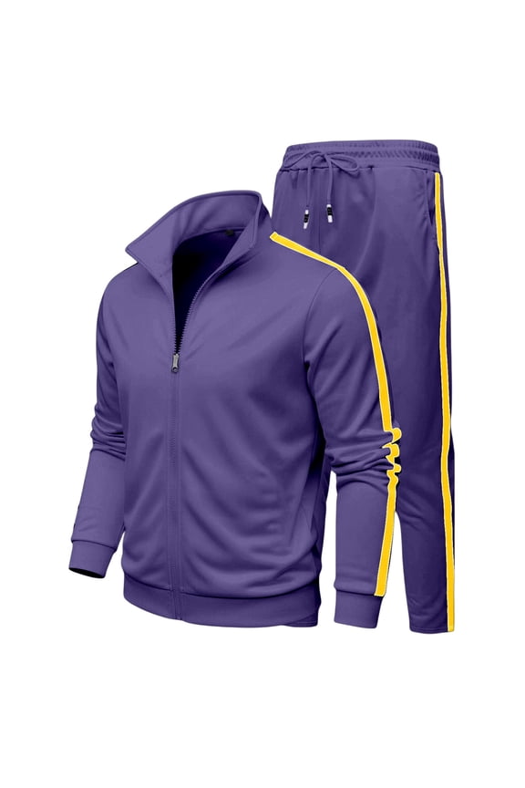 Mens Walking Suits Pullover Hoodie and Pants Long Sleeve Hooded Sweatshirt and Jogger Pants Sweatsuit Set Track Suits,Purple