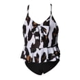 thumbnail image 1 of ibiyuan One Piece 3t Swimsuit Girls Tankini with Shorts 3t Bathing Suit Girl Adjustable Strap Ruched Color Block Bikini Set Swim Shorts Ribbed Girls' Swimwear,Black-D, 1 of 4
