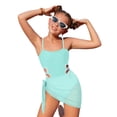 thumbnail image 1 of ibiyuan One Piece Baby Swimsuit Girl Tankini Sets Bathing Suit Girl Adjustable Strap Ruched Color Block Bikinis for High Waisted Cut Out Swimwear with Cover Up Pants,Mint Green-i, 1 of 7