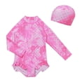 thumbnail image 1 of ibiyuan One Piece One Piece Swimsuit Girls Tankini Girls Bathing Suit&nbsp;size 12 Adjustable Strap Cute Pattern Print Modest Bikini Swim Shorts Cute Ruffle Swimwear with Cover Up Beach Skirt,Pink-10, 1 of 7