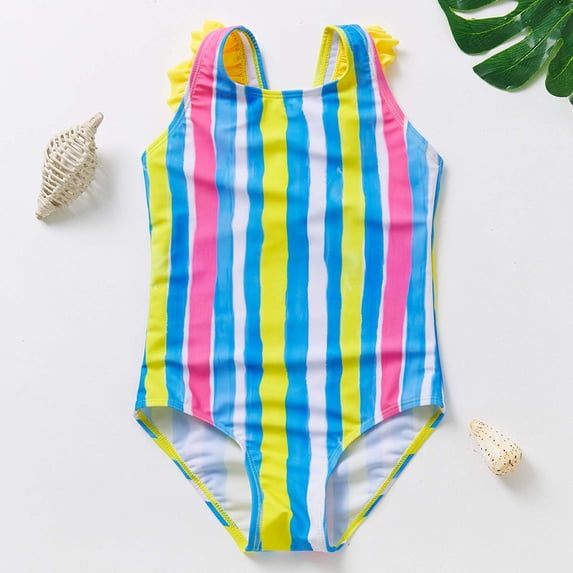 ibiyuan One Piece Swimsuit Girls Drawstring Ruffle Bathing Suits Quick-Dry Cutout Girls Swimsuits Size 14-16 Contrast Rash Guard Swimwear