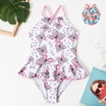 thumbnail image 1 of ibiyuan One Piece Swimsuit for Girls Adjustable Strap Ruffle Ruffled Bathing Suit Soft Cutout Girls Swimsuit Size 6 Floral Print Girls' Swimwear, 1 of 7