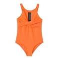 thumbnail image 1 of ibiyuan One Piece Swimsuits for Girls Tankini Set Rash Guard Bathing Suit for Girls Adjustable Strap Allover Printed Bikini Sets High Waisted Cut Out Cut Out Swimwear,Orange-7, 1 of 3