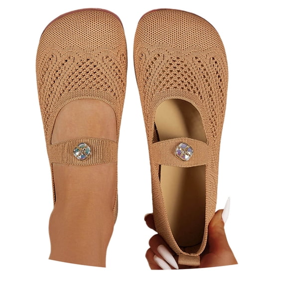 ibiyuan Orthopedic Dress Shoes for Women Mesh Knitted Low Top Walking Shoes Arch Support Platform Non-Slip Sneakers Women Breathable Hands-Free Mary Jane Shoes Barefoot Shoe