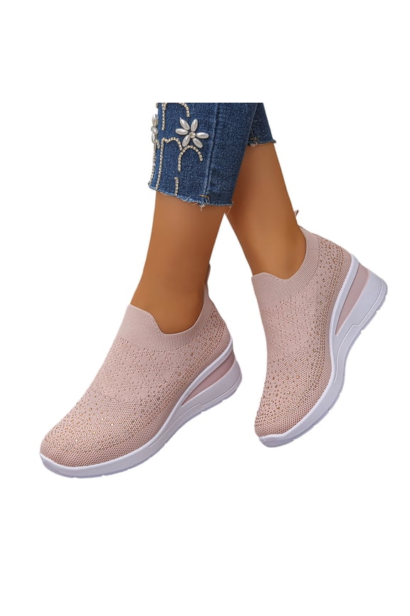 Orthopedic Dress Shoes for Women Mesh Knitted Walking Shoes for Women Arch Support Non- Sole Womens Shoes Sneakers Breathable Hands Free Womens Mary Jane Shoes Sports Shoes