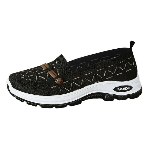 ibiyuan Orthopedic Shoes for Women Mesh Knitted Walking Shoes Women Closures Arch Support on Sneakers Women Breathable Hands-Free Mary Jane Flats Pull-On Shoes