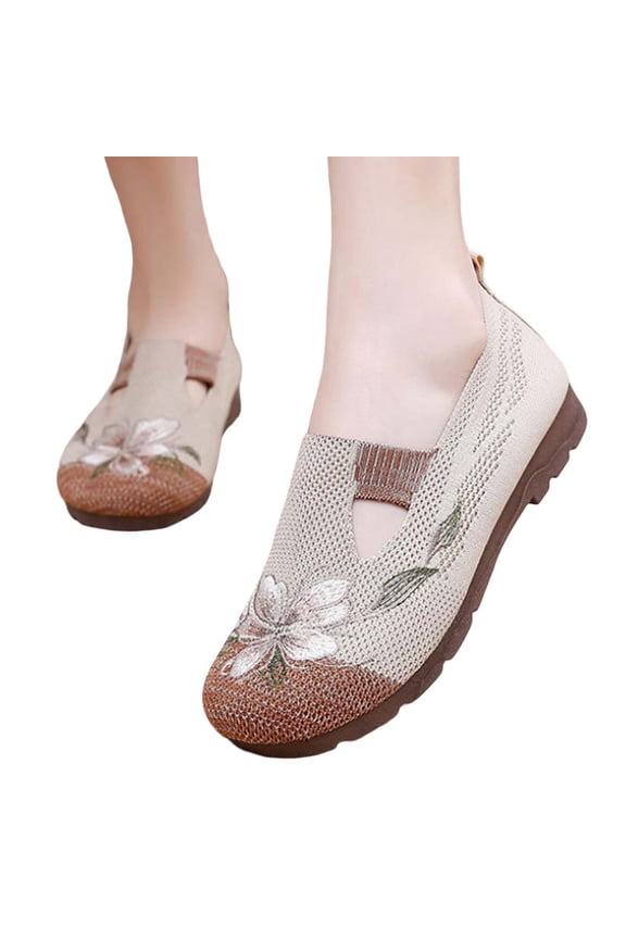 Orthopedic Sneakers for Women Mesh Knitted Walking Shoes for Women Adjustable Upper Closed Toe on Wide Toe Box Sneakers Women Classic Hands-Free Mary Jane Shoes Foam Shoes