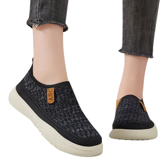 ibiyuan Orthopedic Walking Shoes for Women Mesh Knitted Woven Women's Walking Shoes Arch Support Closed Toe on Women's Sneakers Lightweight Hands-Free Mary Jane Flats Women Sock Shoe