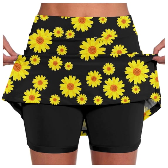 ibiyuan Pleated Skirts For Women Womens Mini Skirt Skorts Flowy High Waisted Ruffle Tiered Casual Summer Beach Short Skirts Built-in Shorts 2026