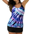 thumbnail image 1 of ibiyuan Plus Size Summer Outfits Two Piece Tummy Control Bathing Suit with Athletic Pockets Swim Shorts Swimwear Tropical Floral Womens Swimsuits Tummy Control,Purple, 1 of 8