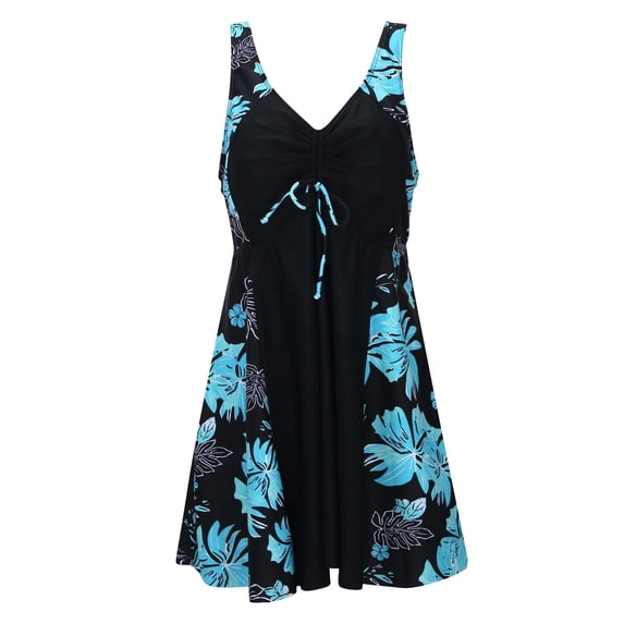 ibiyuan Plus Size Swimsuit for Women Two Piece Bathing Suits Swim Tummy Control Flowy Swimwear Tropical Printed 2 Piece Swimsuit for Women,Blue