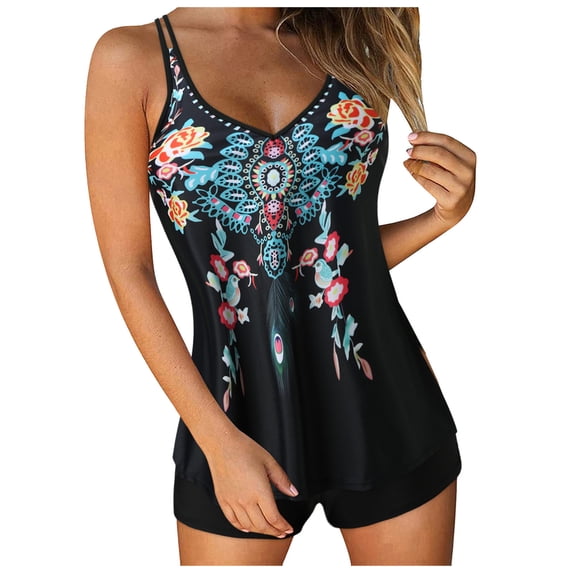 ibiyuan Plus Size Swimsuit for Women Two Piece Tummy Control Bathing Suit Flowy Body Shaping Swimwear Color Block Swimsuit for Women