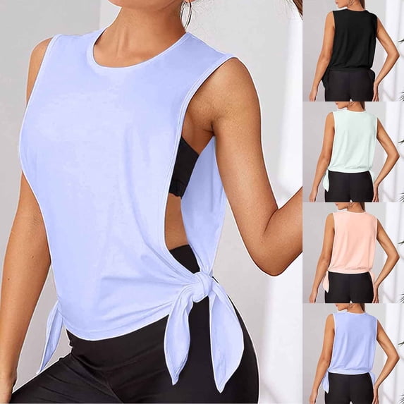 ibiyuan Racer Back Tank Tops Womens Sleeveless Summer Athletic Tank Tops Open Back Undershirt Workout Sports Shirts Oversized Gym Clothes,Black