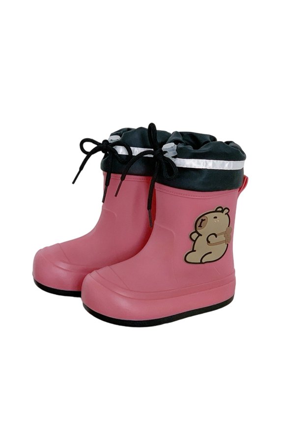 Rain Boots for Girls Waterproof Boots Glitter Light Up Glitter Rainbow Outdoor Rubber Boots Rain Shoes Adjustable Drawstring Non-Slip Outdoor Fishing Shoes Easy-On Handles,7-8Years