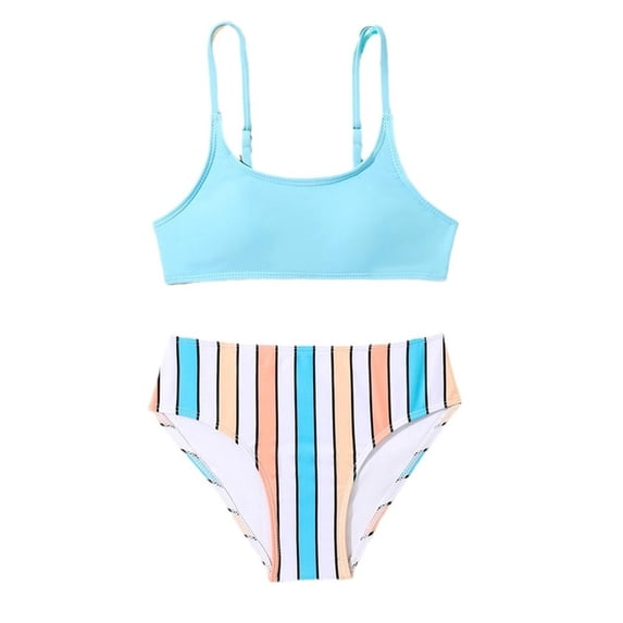 ibiyuan Ruffle Girls Swimsuits ,2 Piece Adjustable Straps Girls Bathing Suits Size 7-8 Cut Out Tankini Sets Drawstring Color Block Beach Swimwear,9-10 Years