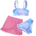 thumbnail image 1 of ibiyuan Ruffle Butts Girls Swimsuits ,3 Pieces Bathing Suit for Girls Adjustable Straps Tankini with Shorts Cute Ruffle Princess Bikini Set with Belt Hawaiian Swimwear with Cover Up Pants,10-11 Years, 1 of 6