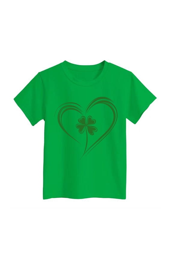 Saint Patricks Day Girls T Shirts Size 6 Heart Shamrock Short Sleeve Shirts Green Shirts Girls Round Neck Irish Tees Top Clothes,5-6 Years