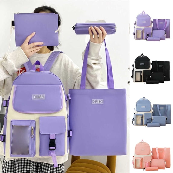 ibiyuan School Backpack Middle High School Teen Easy-Clean Trendy Shoulder Bookbag Large Capacity with Pockets Printed Back To School School /college/class,One Size,Black