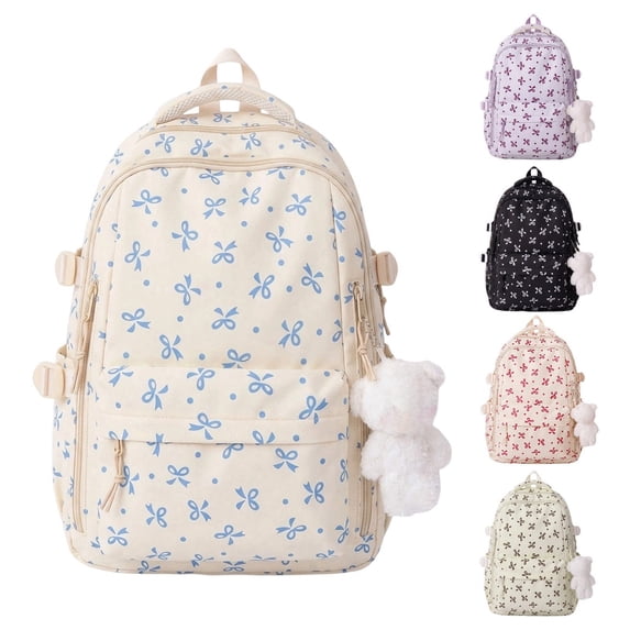 ibiyuan School Bag for Middle Elementary High School for Ages 5th 6th 8th 10th Elegant Bow Large Capacity Lightweight Tote Style Rucksack Adjustable Straps for Student Daily Travel