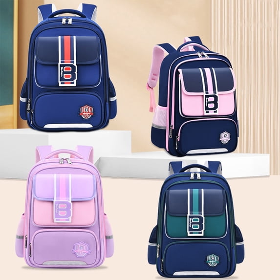 ibiyuan School Bag for Primary School Middle Elementary for Ages 5th 6th 8th 10th British Style Spine Weight Reduction Rucksack Spacious Interior for Daily Casual School Use