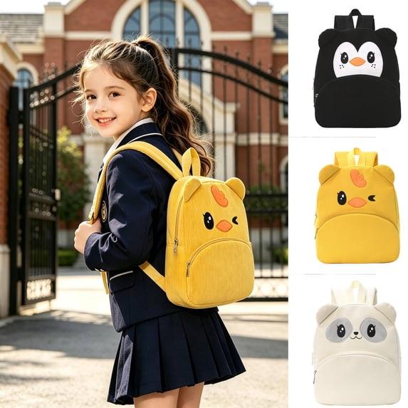 ibiyuan School Bag for Primary School for Ages 3rd 4th 5th 6th Corduroy Cartoon Animal Lightweight Pack Wide Shoulder Straps to Release Pressure