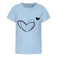 thumbnail image 1 of ibiyuan School Shirt Girls Holiday Short Sleeve T Shirts for Girls Heart Bow Girl Tops Size 6 Crew Neck Basic Tees Fashion Summer Outfit,3-4 Years, 1 of 3