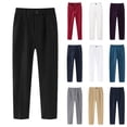 thumbnail image 1 of ibiyuan School Uniform Pants for Tall Girls Boys Elastic Waistband Straight Leg Boys Formal Dress Pants Pull-On Relaxed Fit Chino Pants Twill Golf Pants Stretch Youth Trousers, 1 of 4