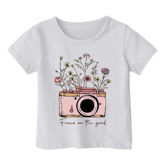 ibiyuan Shirts For Girls 7-8,Boys Short Sleeve T Shirt Casual Round Neck Graphic Tee For Kids Comfortable Elastic Top For Daily Wear Spring Summer Outfit