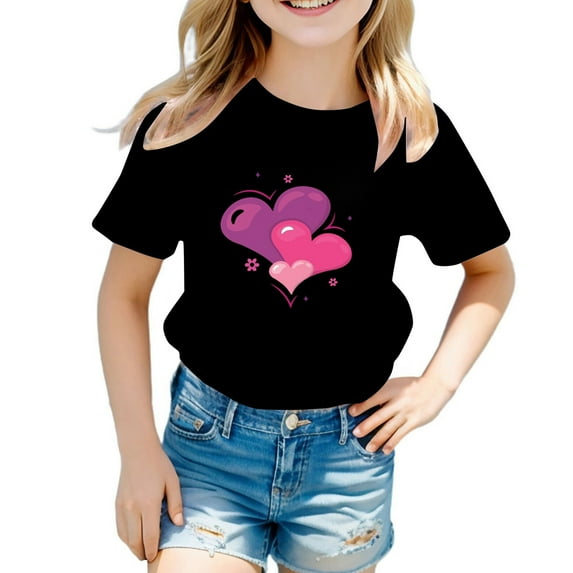 ibiyuan Shirts for Girls Short Sleeve Shirts Girls T Shirts Size 7-8 Funny Print Toddler Girl Tops 4t Round Neck Tee Cozy Birthday Girl Summer Clothes,6-7 Years
