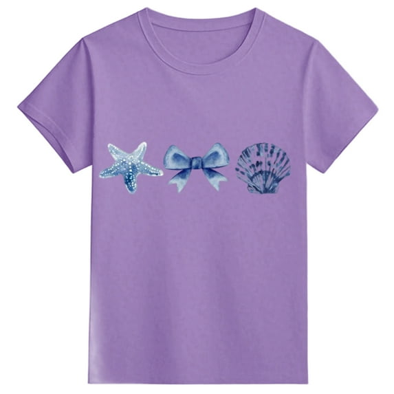 ibiyuan Shirts for Girls Short Sleeve Tshirts Girls T Shirts Size 7 Novelty Print Girl Tops Size 6 Round Neck Basic Tees Lightweight Party Gift Summer Tee Tops,12-13 Years