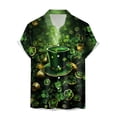 thumbnail image 1 of ibiyuan Slim Fit Dress Shirts for Men Saint Pattys Day Four Leaf Clover Short Sleeve Shirts Green Soft Button Down Lapel Tee Tops Themed Party Disco Summer Beach, 1 of 6