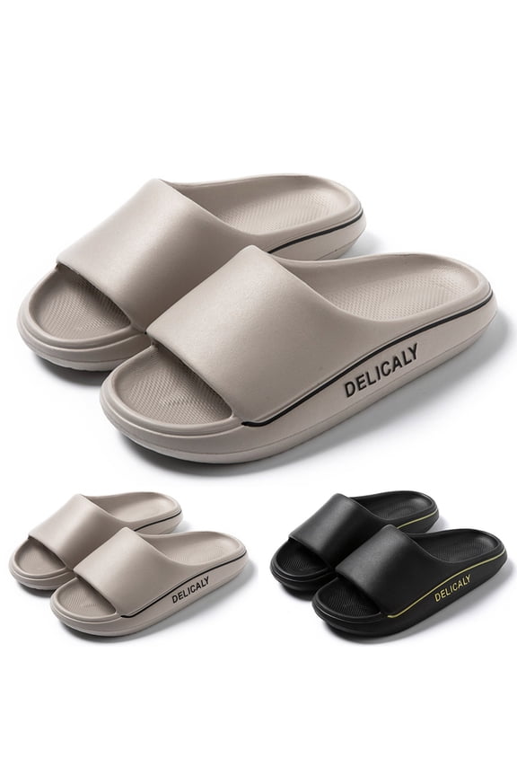 Slippers For Men Indoor Women Men Summer Letter Pattern Slippers Flat Soft Sole Non Slip Comfortable Indoor Outdoor Shoes