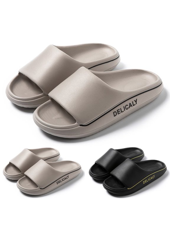 Slippers For Men Indoor Women Men Summer Letter Pattern Slippers Flat Soft Sole Non Slip Comfortable Indoor Outdoor Shoes