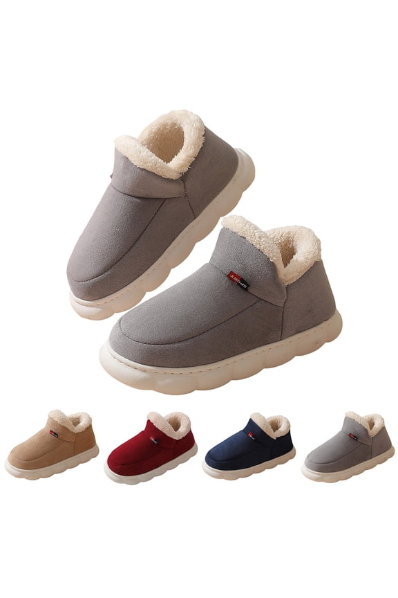 Mens House Slippers Non- Rubber Sole Furry Lined House Slippers for Indoor Outdoor Memory Foam Cute Novelty Arch Support Wide Widths Gifts for Him