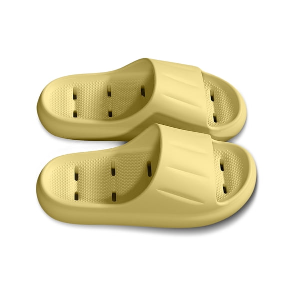 ibiyuan Slippers for Men Indoor Black Slides for Women Cute Shower Shoes Non Open Toe Dressy Sandals Cushioned Thick Sole