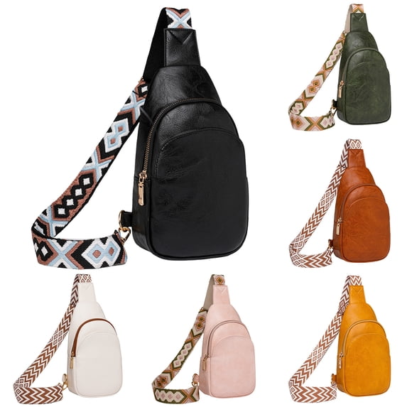 ibiyuan Small Sling Backpack Crossbody Bags Women Men Retro Large Capacity Zipper Messenger Bag for Women, Fashion Solid Pattern Practical Daily Shoulder Crossbody Bag