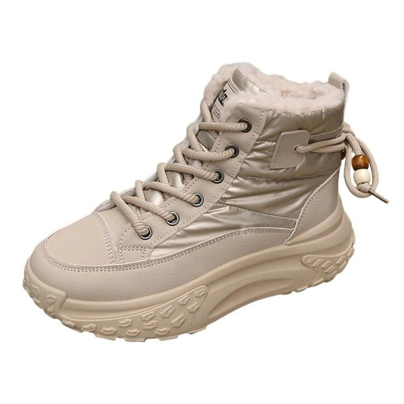 ibiyuan Snow Boots For Women Black Winter Boots With Thick High Top Versatile Warm Shoes,Khaki