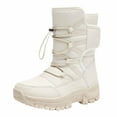thumbnail image 1 of ibiyuan Snow Boots For Women Wide Width Outdoor High Top Insulated Boots With Thick For Warmth And Comfort,Beige, 1 of 8