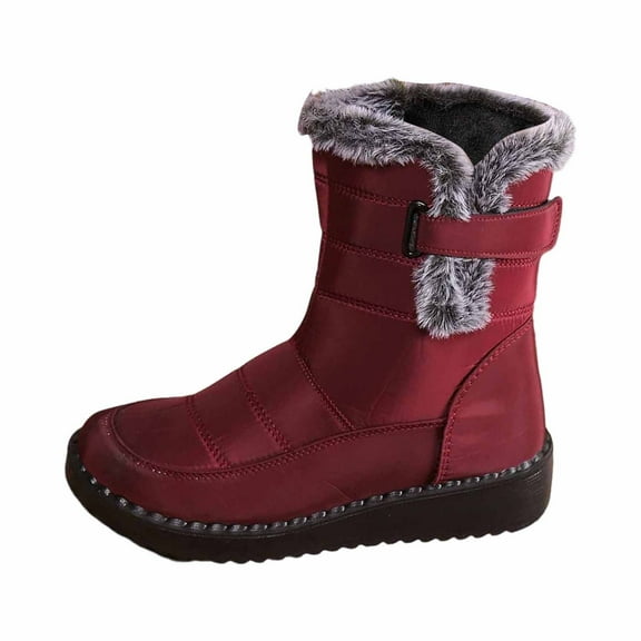 ibiyuan Snow Boots For Women Winter Outdoor Boots For Cold Weather Thickened Warm Comfortable Footwear,Red