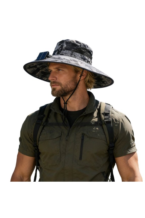 Solar Fan Hat for Men Women Wide Brim Hats for Women Hat with Fans Solar Power Fishing Hat Baseball Cap 2-In Hands-Free Hats Fans Womens Sun Hat Fan Hat for Camping & Beach