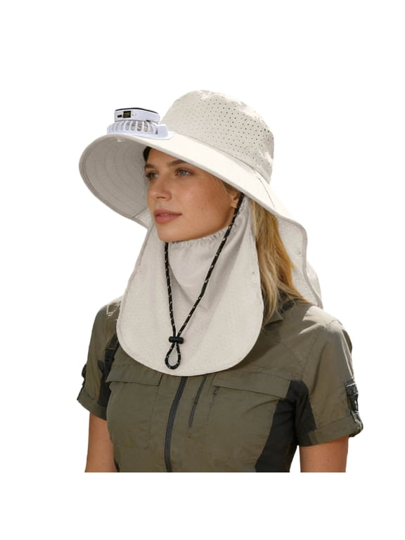 Solar Fan Hat for Men Women Wide Brim Sun Hat with Solars Fan Solar Powered Fan Hat Fishing Hat for Men 2-In Hands-Free Hats Fans Sun Hats for Men Fan Hat for Camping & Beach