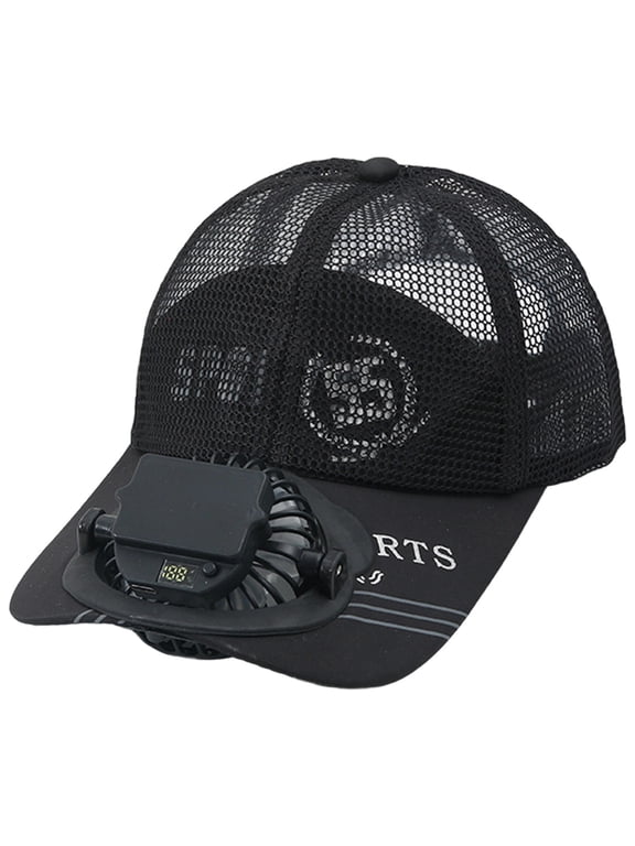 Solar Fan Hat Outdoor Sun Wide Brim Fishing Hat Solar Powered Fan Hat Fishing Hats for Men Baseball Cap 2-In Hands-Free Hat Fan Sun Hats for Men Fan Hat for Camping & Beach
