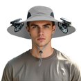 thumbnail image 1 of ibiyuan Solar Fan Hat Outdoor Sun Wide Brim Fishing Hat Usb & Solar Powered Fishing Hat for Men 2-In Hands-Free Hat Fan Womens Sun Hat for Outdoor Fishing, Camping, Hiking, 1 of 2