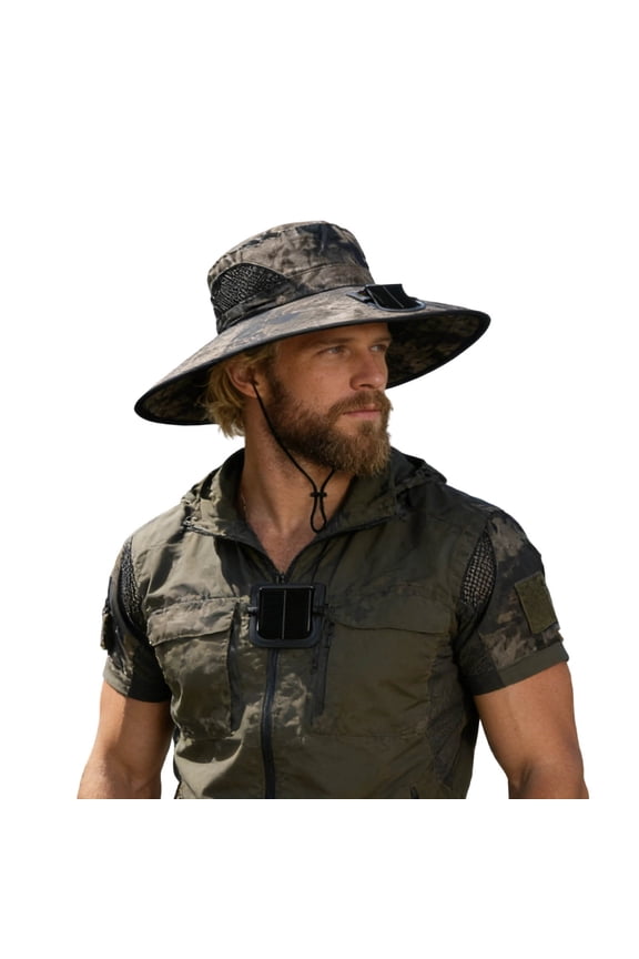 Solar Fan Hat Replacement Fan Wide Brim Solar Fan for Men Women Usb & Solar Powered Fishing Hat for Men 2-In Hands-Free Hats Fans Sun Hats for Women Dual Solar Fans for Fishing Hiking