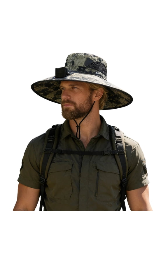 Solar Fan Hat Wide Brim Sun Hat Hat with Fans Solar Power Fishing Hats for Men Baseball Cap 2-In Hands-Free Hat Fan Mens Sun Hat for Outdoor Fishing, Camping, Hiking