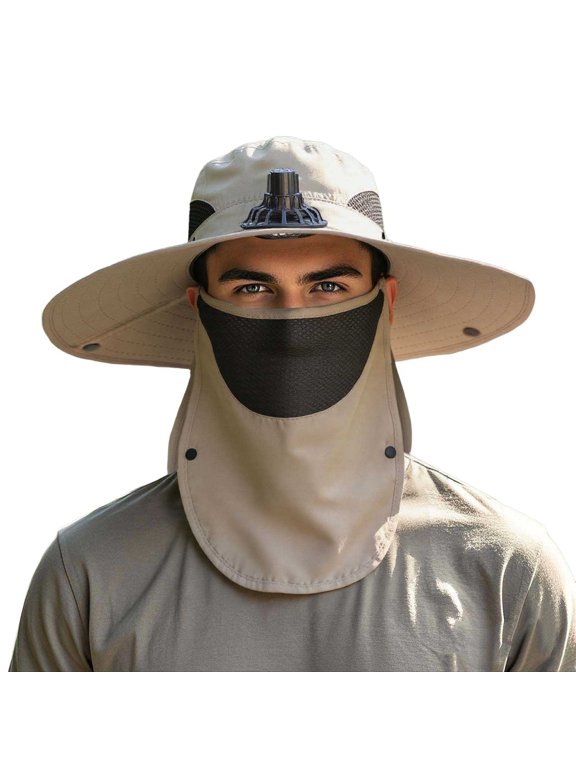 Solar Fan Hat for Women Wide Brim Sun Hat with Fans Solar Powered Fan Hat Fishing Hats for Men Sun Protection 2-In Hands-Free Hats Fans Mens Sun Hat for Fishing, Hiking Camping, Beach