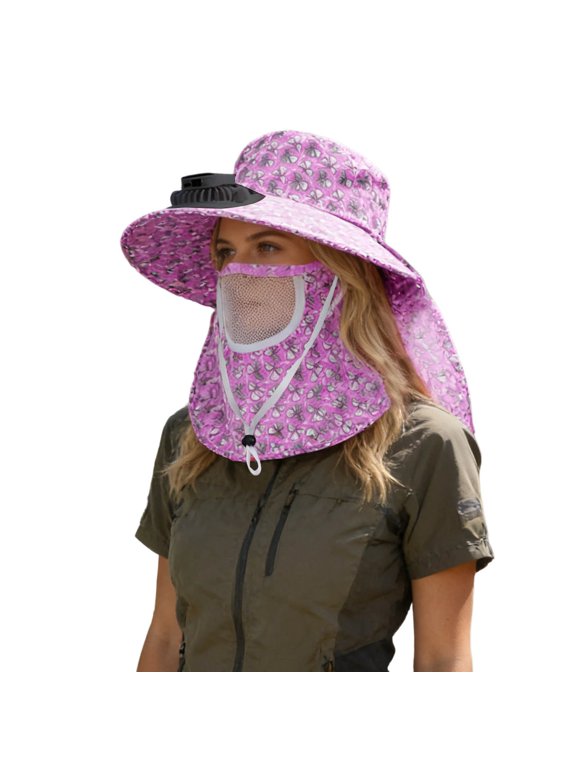 Solar Fan Hats for Men Upf 50+ Wide Brim Sun Hat Usb & Solar Powered Fishing Hat for Men 2-In Hands-Free Hat Fan Sun Hats for Men for Hiking, Fishing, Gardening Black
