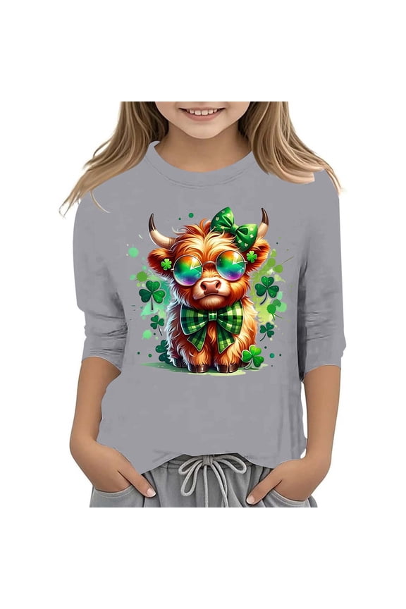 St Patrick's Day 3/4 Sleeve T-Shirt Boys Girls Crew Neck Pink Shirt Girls Green Graphic Shamrock Irish Saint Tee Raglan Kid Irish Saint Tee Top